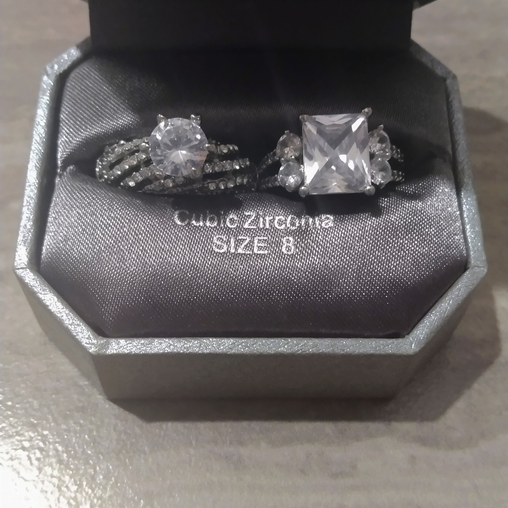 Silver Diamond and Rinestone rings